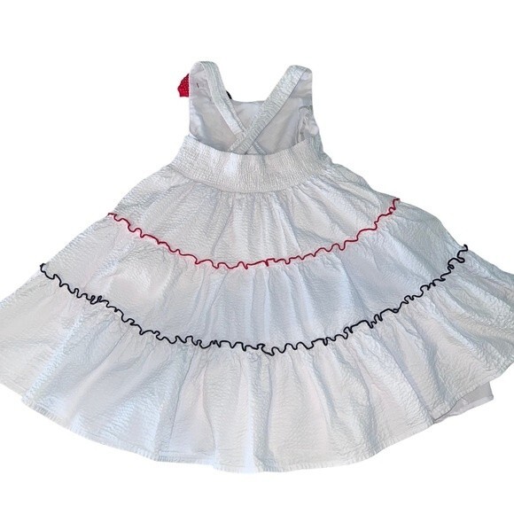 Tahari Sundress Red White Blue Criss Cross Back 4th July Patriotic Summer - Picture 2 of 9